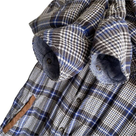 SCOTCH & SODA Men’s Plaid Flannel Button Front Shirt Blue White XL - Picture 8 of 10